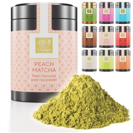 Tea Uniqo Peach Matcha Latte Powder - Peach Flavoured Matcha Powder in Elegant Tin