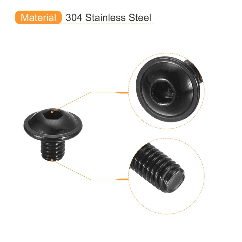 sourcing map Flanged Button Head Socket Cap Screws,50 Pcs M4x4mm