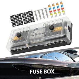 laffoonparts 20 Way Blade Fuse Block, 16 Circuit Fuse Fuse Holder Box Block with Ground and Cover, Robust Blade Fuse Box for Marine Boat Car Truck SUV Yacht RV