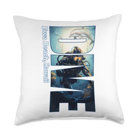 SCUBA DIVE Ewa Beach Diving EWA Beach Hawaii Scuba Diving Snorkeling Throw Pillow, 18x18, Multicolor