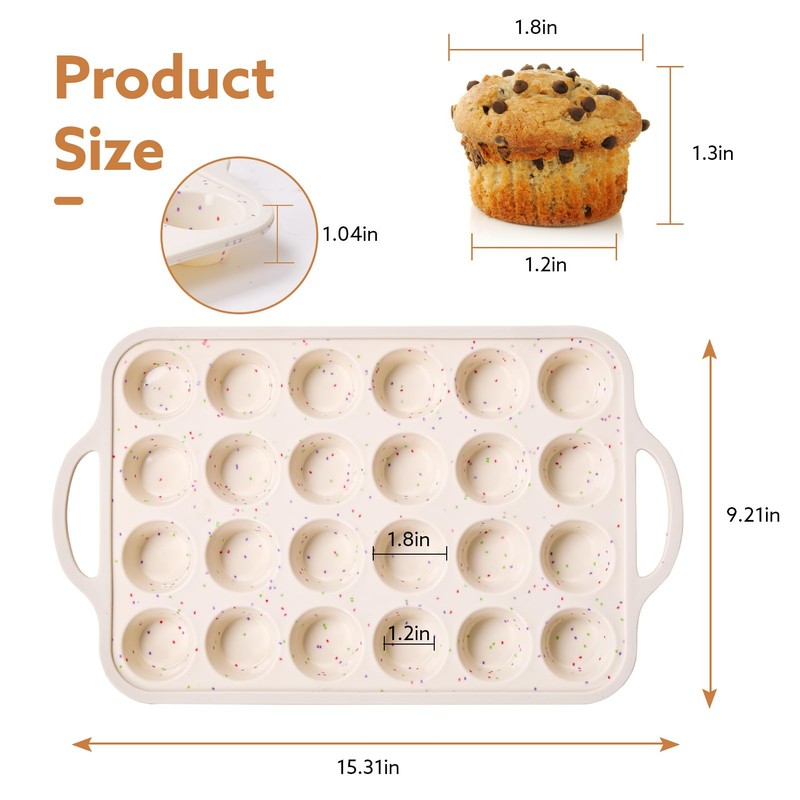Biubumtu 2 Pack Silicone Muffin Pan, 24-Cup Silicone Cupcake Pan