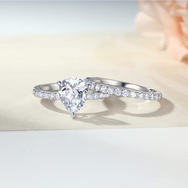 AONED 2 CT Teardrop Pear Cut Engagement Rings for Women Fake Wedding Ring Band Promise Rings for Her, Cubic Zicornia Ring 2 PCS, Size 4-11, 11, Stone, Cubic Zirconia