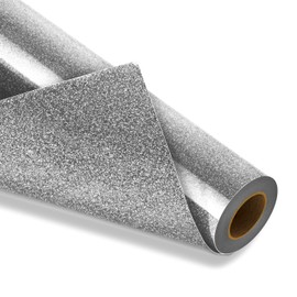 VinylRus Silver Glitter HTV Heat Transfer Vinyl Roll - 12 x 10ft for T-Shirt, Clothing, Bags - Iron on Vinyl for All Cutter Machines - Easy to Cut and Weed