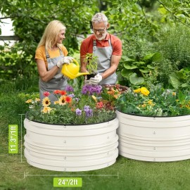 WORKPRO 3Pcs 2x2x1ft Galvanized Raised Garden Bed Set Ideal for Flowers, White
