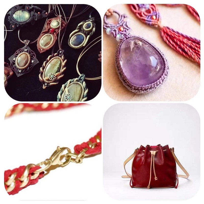 Jupean Waxed Thread, 150m /164Yards Red Leather Waxed Thread, Leather