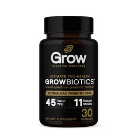 GrowBiotics Probiotic with Prebiotic Fiber – 45 Billion CFU, 11 Strains – Gut Health & Digestive Support – Delayed Release, Non-GMO, Dairy & Gluten Free – 30 Capsules