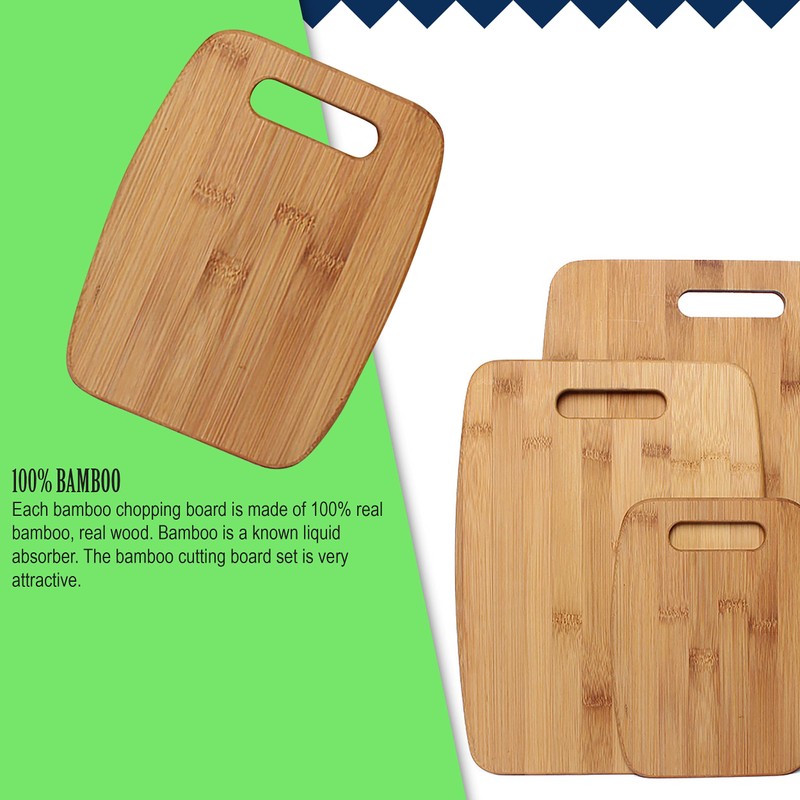 Gourmet Edge 3PC Bamboo Cutting Board Set - Kitchen Chopping