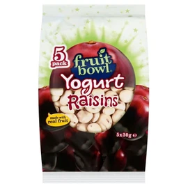 Fruit Bowl Fruit Flakes Raisins with a Yogurt Coating (5x30g) - Pack of 6