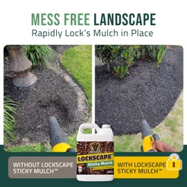 Lockscape Sticky Mulch Glue for Landscaping (64 Ounce) - Lasts Up to 2 Years, Non-Toxic, Ultra Concentrated Landscape Binder - Strong Mulch and Pine Straw Glue for Landscaping, Pine Straw & More