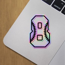Holographic Decal Stickers of Baseball Numbers 8 Premium Waterproof Vinyl Decal Stickers for Laptop Phone Accessory Helmet Car Window Mug Tuber Cup Door Wall Decoration ANDVER3d28940HO