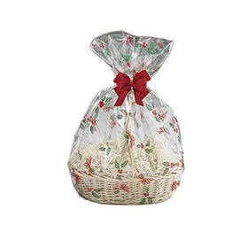 25 Pack Cellophane Bags For Baskets Cellophane Gift Bags For Baskets Toys And Gifts Christmas Bells and Bows Cello Bags Cellophane Bags Clear BOPP Bags Gift Packing Cello Bags (20 In X 30 )