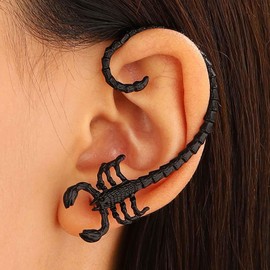 Inilbran Punk Scorpion Cuff Earrings Vintage Scorpion Cuff Wrap Earrings Gothic Scorpion Crawler Climber Earring Punk Scorpion Clip On Statement Cuff Earrings Earrings Jewelry for Women（Black）