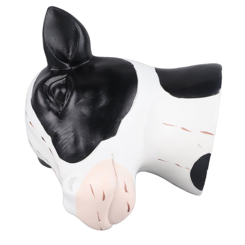 Black White Cow Head Wearing Glasses Statues Resin Stable Glasses