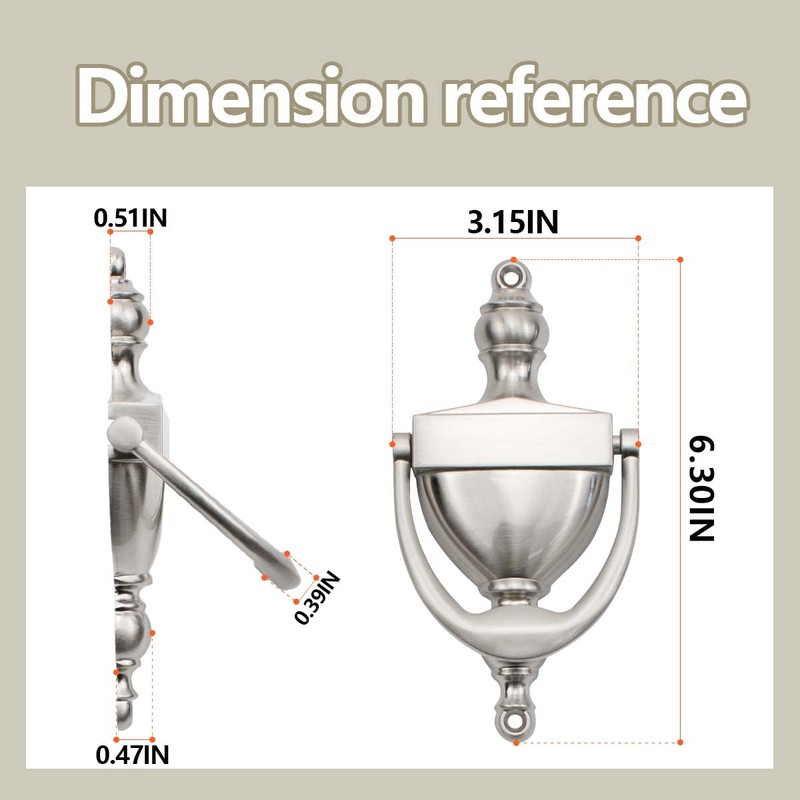 SANATO Nickel Door Knocker Hardware Door Knockers for Front Door,