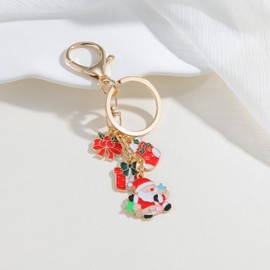 Semneroy Christmas Keychain Charms Accessories, Xmas Socks Santa Claus Keychain Key Ring for Men Women Car Key Ring Bag Purse Decor ﻿