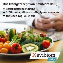 Xevibiom daily mit 12 probiotischen Stämmen und 21 Nährstoffen für den Darm und das Immunsystem