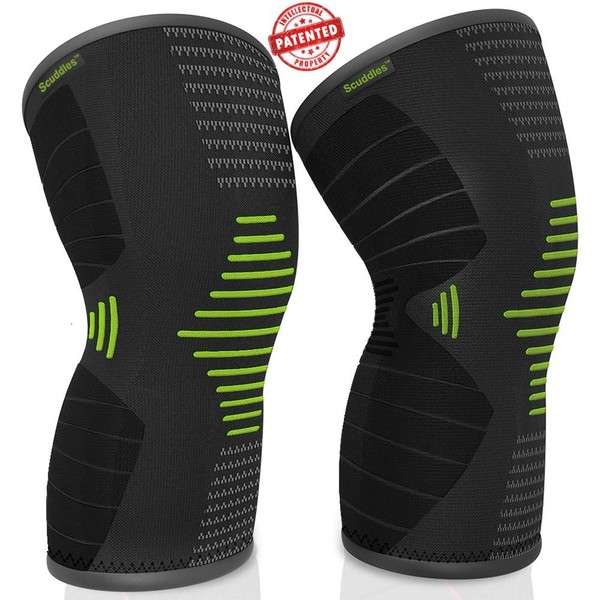 Scuddles Green Knee Sleeve - Best Knee Brace for Meniscus Tear, Arthritis, Quick Recovery etc. – Knee Support for Running, Crossfit, Basketball and Other Sports