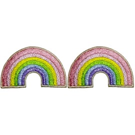 Papapatch Set 2 of Small Mini Tiny Cute Colorful Rainbow Sign Symbol Kids Baby Decal Decorative Clothes Repair Jacket T-Shirt Bags Applique Sew Iron on Embroidered Patches - Pink (RAINBOW-PK01-MINI2)
