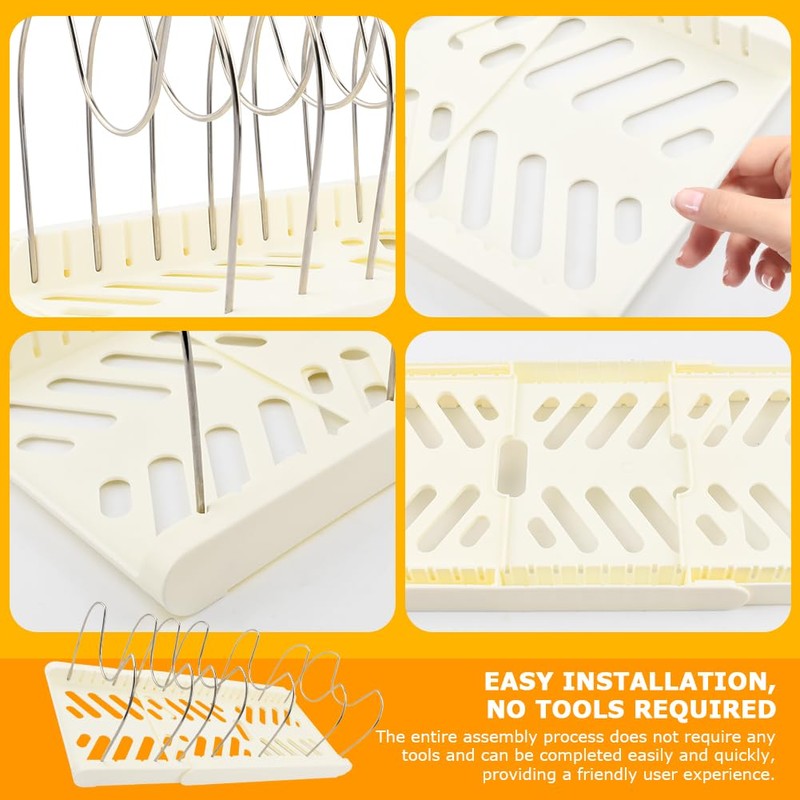 Pot and Pan Organizer Under Cabinet, Expandable Pan Organizer, White