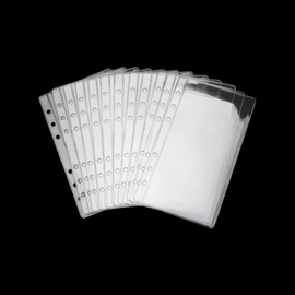A6 Binder Pockets 12pcs Clear PVC Binder Pouches 6 Holes Zipperless Side Open Cash Budget Envelopes Waterproof Document Filing Bags for A6 Binder Protectors Photos, Cash Organize (A6)