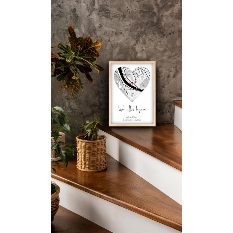 Mountiki® Wo alles begann personalisierte Landkarte Geschenk Bild | Personalisiert