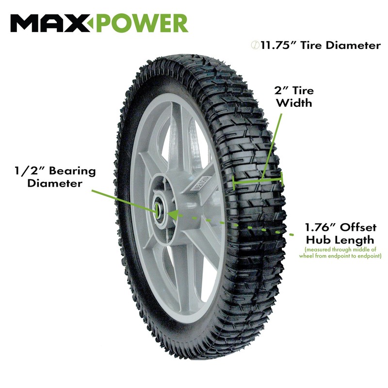 Maxpower 335112 Plastic Spoked Wheel, 12 Inch (Actual diameter is