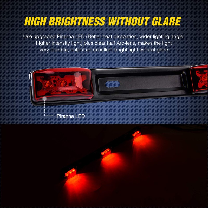 Nilight TL-11 1PC Red 9 LED ID Bar Marker Tail