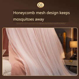 SIAMZYWV Mosquito Net for Bed Punch-Free Installation Bed Canopy for Girls Hanging Bed Net for Single to King Size Double Beds Ideal for Bedroom Decorative, Travel (Color : Grey)