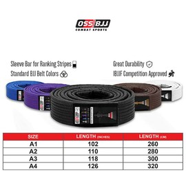 OSS Combat Sports BJJ Belt - Brazilian Jiu Jitsu Belt - Jujitsu Belt - RIBJJF Approved Adult’s Size Brazilian Jiu-Jitsu Belt 100% Cotton Durable Competition Ready Belts- BJJ Gi A2, A3 (Brown, A2)