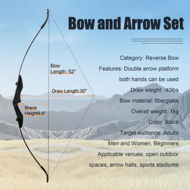 NorthSpoor Recurve Bow and Arrow Set，Takedown Recurve Bows Archery for Adults Left and Right Hands 40lbs Archery Set