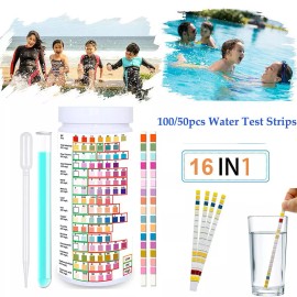 Unbranded 50/100 Strips 16 In 1 Drinking Water Test Kit Water Test Strips for Hardness PH - 50pcs