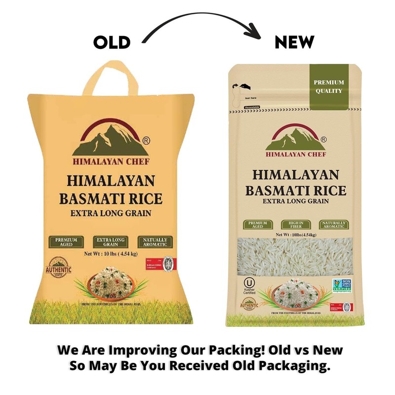 Himalayan Chef Basmati Rice,Extra Long Grain Rice Fluffy Quick Cooking