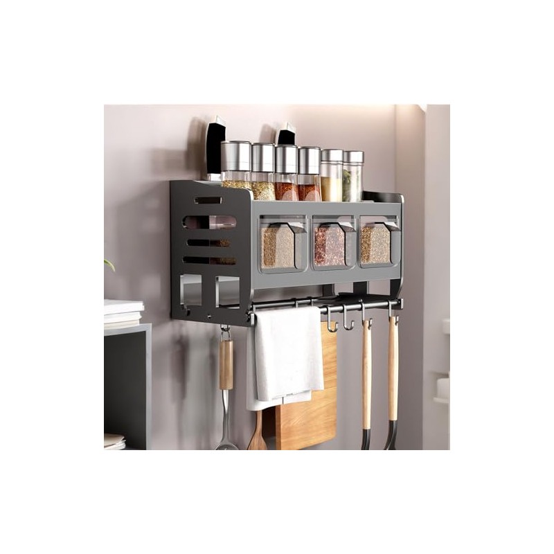 TWSOUL Wall Spice Rack, Kitchen Shelf with Spice Jars and