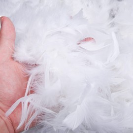 XNHIU 2 Yards White Feathers Boa Christmas Fluffy Garland Fluffy Ribbon Garland Christmas Tree Hanging Garland