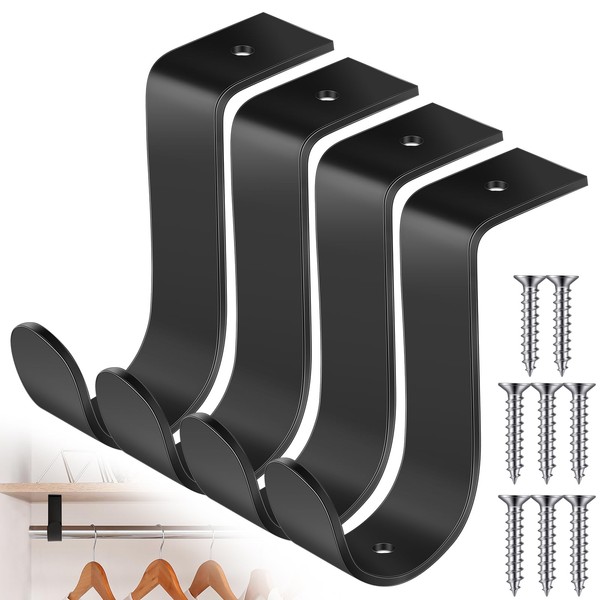 Hicarer 4 Pcs Closet Rod Bracket 1.38 Inch Heavy Duty