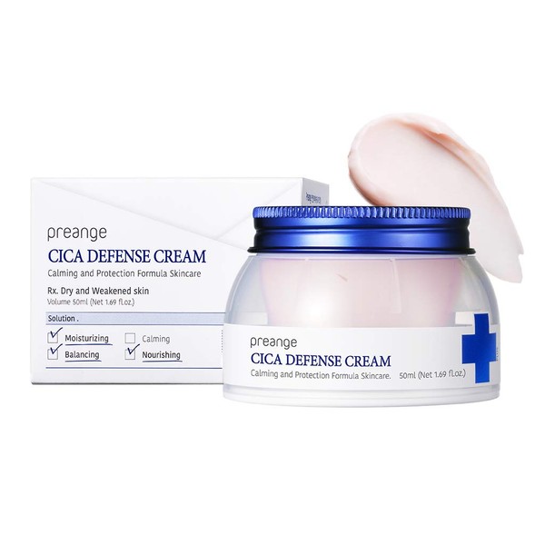 CORÉANA PREANGE Cica Defense Cream – Concentrated Calming and Nourishing Face Cream with Cica Extracts, Hyaluronic Acid, Angelica Complex - Repairing Irritated and Rough Skin – 1.69 fl.oz.