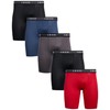Izod Men's 5 Pack Performance Cycle Boxer Brief, Black/Magnet/Dress Blues/Chili
