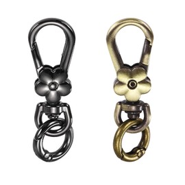 MECCANIXITY 2 Pcs Metal Keychain Clip Swivel Lobster Claw Clasp Quick Release Key Ring Detachable Double Opening Snap Hooks for Jewelry Making Crafts Backpack Lanyard, Gun Black/Bronze Tone