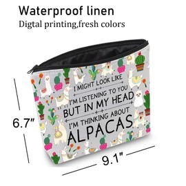 Alpaca Makeup Bag Llama Alpaca Gifts for Alpaca Lovers Funny Alpaca Gifts In My Head I'm Thinking About Alpaca Cosmetic Bag, eyelash makeup bag, Makeup Bag
