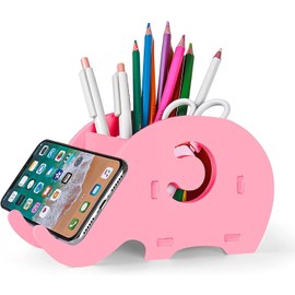 Roontin Pencil Holder For Desk Pretty Elephant Design Phone Holder - Stationary Organiser(Pink)