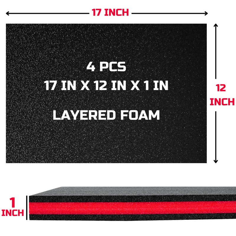 ONREVA Tool Box Foam 4Pack 17x12x1 inch, Foam Inserts for