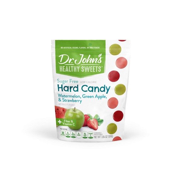 Dr. John's Healthy Sweets Sugar-Free Fruit Hard Candy: Strawberry, Watermelon, and Green Apple - with Xylitol (24 count, 3.84 OZ)