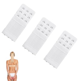 3 Pieces Bra Extender, Bra Extension 3 Hooks, Bra Closure Extension, Bra Extension, Comfortable and Stretchy, Set Suitable for Weight Gain, Pregnancy, Breastfeeding (White), White