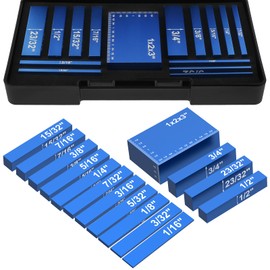 UYEXM 15Pcs Setup Blocks Height Gauge Set, Metric 4in High Precision Setup Bar Blocks with Size Markings, Aluminum Router Table Saw Accessories Tools for Construction, Woodworking (15Pcs-Blue)