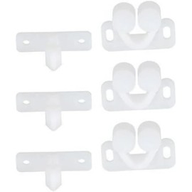 Cauaoa 3 Pieces Marine Boat Ball Catch Door Latch, White Plastic Cabinet Hardware with Spring Back Plates, Cabinet and Furniture Door Catches