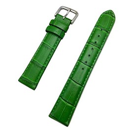18mm Green Genuine Leather Watchband | Square Alligator Crocodile Grain, Lightly Padded Replacement Watchstrap that brings New Life to Any Watch (Mens Standard Length)