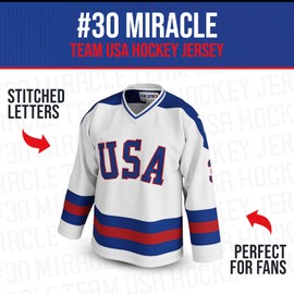 UNLC #30 Hockey Jersey of USA 1980 Olympic Team Ice Hockey Jerseys Stitched Letters and Numbers White 3X-Large