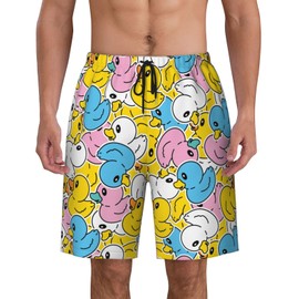 Lukbfall Colorful Rubber Ducks Mens Swim Trunks Quick Dry Cute Ducky Swim Shorts with Mesh Lining Breathable Men's Beach Pants Swimwear Bathing Suits,Medium