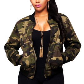 sexycherry Jackets for Women Casual Camouflage Long Sleeve Lightweight Army Camo Coats Full Zip Up with Lining Pockets(X-Large)