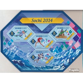 Salomoninseln 2687-2690 Sheetlet (complete. issue.) unmounted mint/never hinged ** MNH 2014 Sotschi 2014 (Stamps for collectors) Winter sports (skiing/ice hockey/bobsleigh ...)